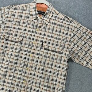 Field & Stream Fishing‎ Shirt Mens Medium Tan Plaid Outdoor Utility Hiking